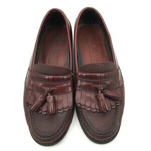 H.S. Trask Creel Mens Kiltie Loafers Tassel Moc‎ Toe 8M Brown Bison Leather